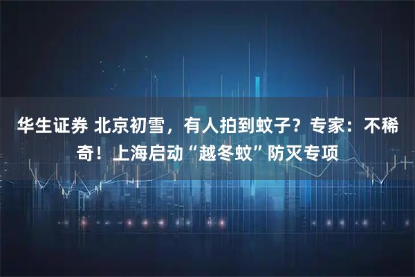 华生证券 北京初雪，有人拍到蚊子？专家：不稀奇！上海启动“越冬蚊”防灭专项